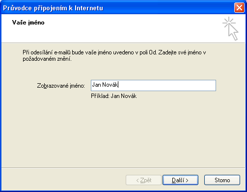 Outlook Express - Přidat účet - Jméno