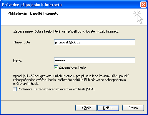 Outlook Express - Přidat účet - Účet